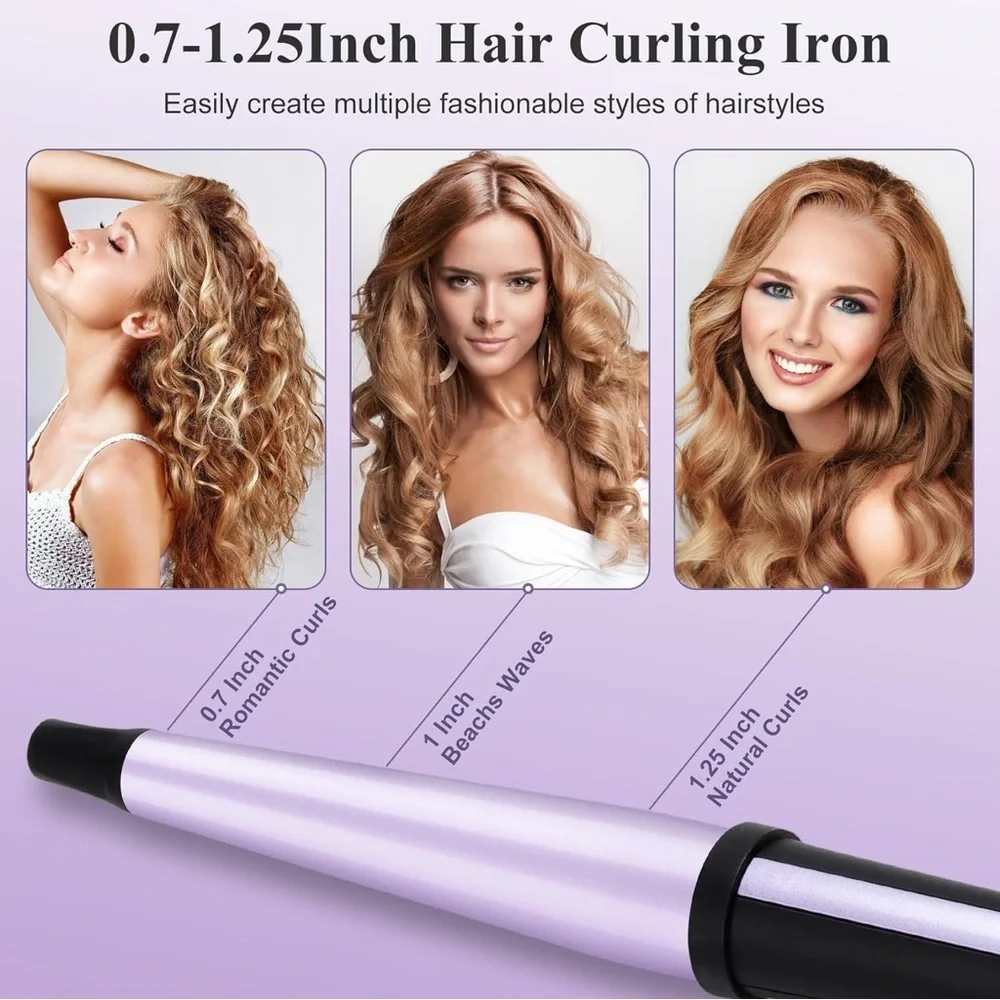 Hair Curling Wand Tapered Curling Iron Professional Ceramic Curler Dual Voltage